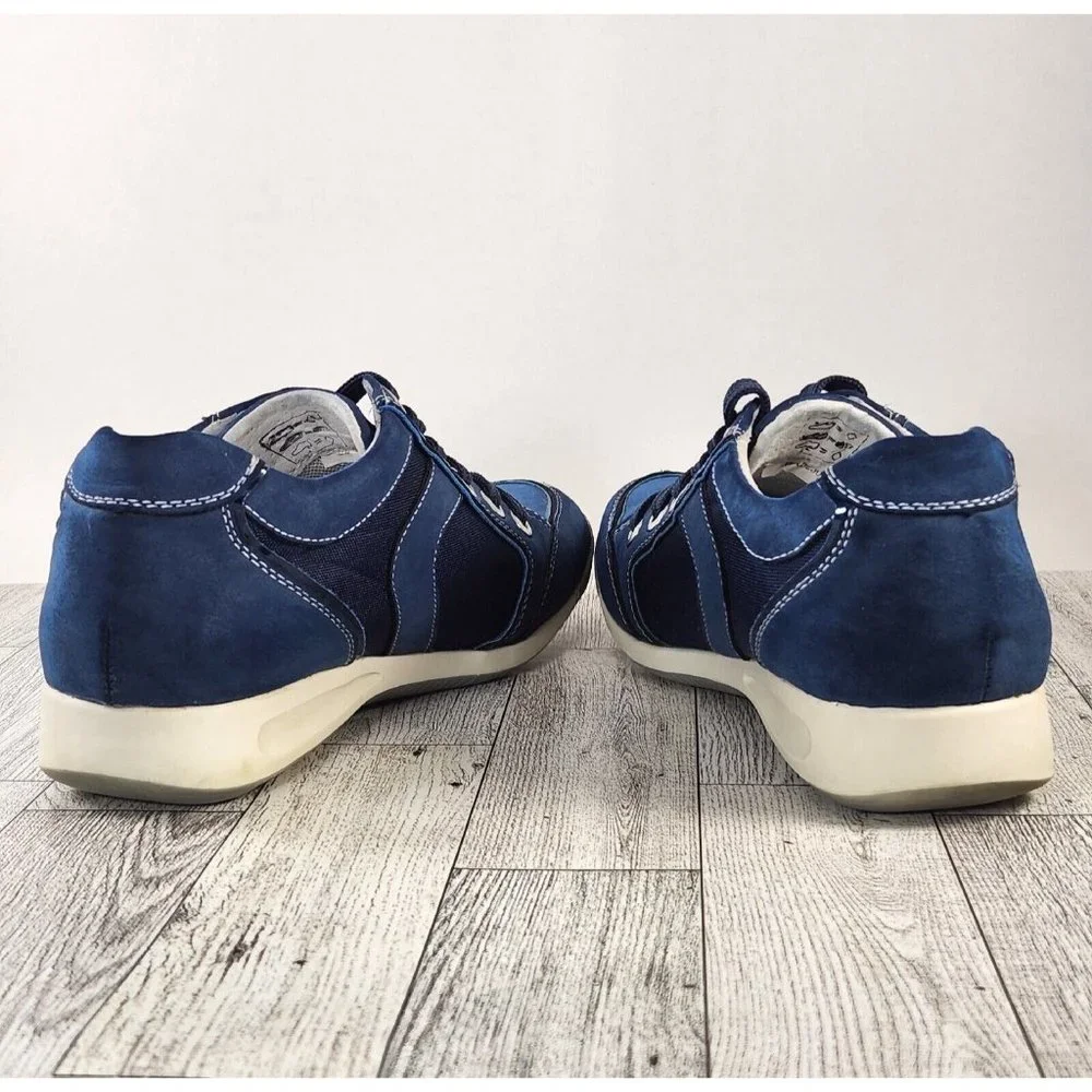 MYSTIKARMA Womens Casual Shoes Size 5-5.5 (36) Blue Leather/Canvas w/Rhinestones